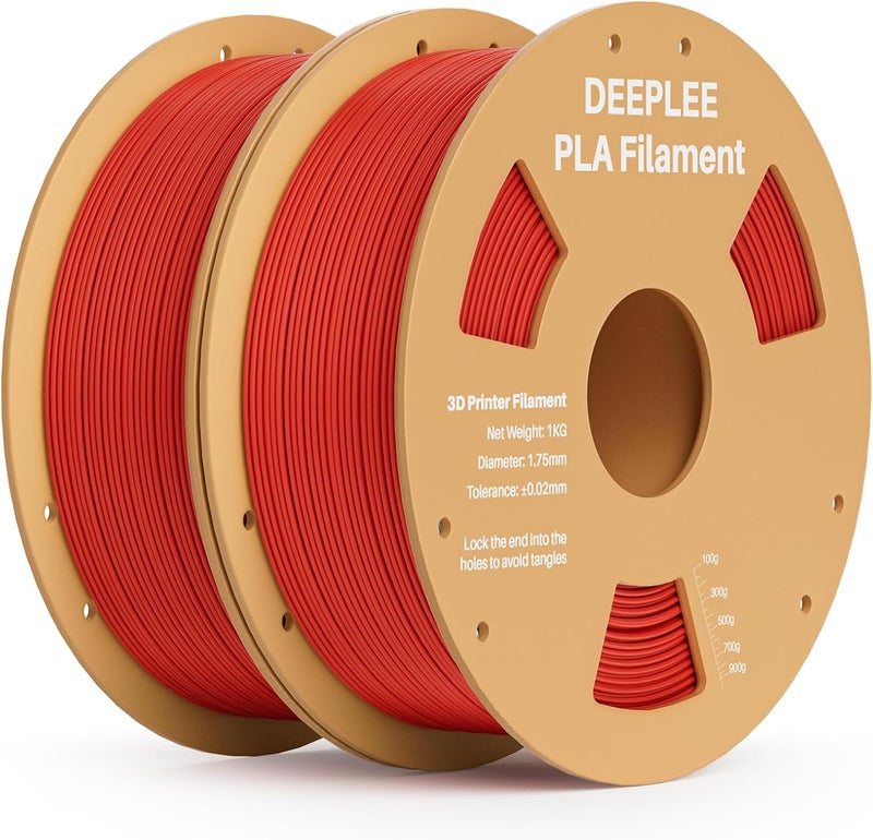 Deeplee PLA 1.75mm 3D Printer Filament, Dimensional Accuracy +/- 0.02mm, Neatly Wound, No Clogging, Vacuum Package, Fits for Most FDM 3D Printers, Cardboard Spool 2kg Red - Image 1